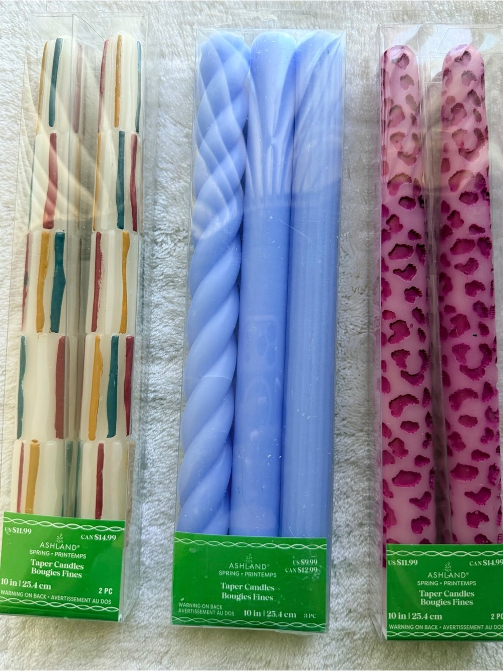 3 sets New Ashland Twisted and Smooth Taper Candles